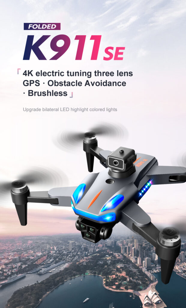 The Folded K911 se Drone GPS Brushless 3 lens